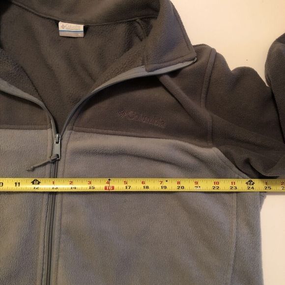 Columbia Mens Fleece Jacket Gray Two Tone Color Block Pockets Full Zip Front XL - Picture 6 of 7